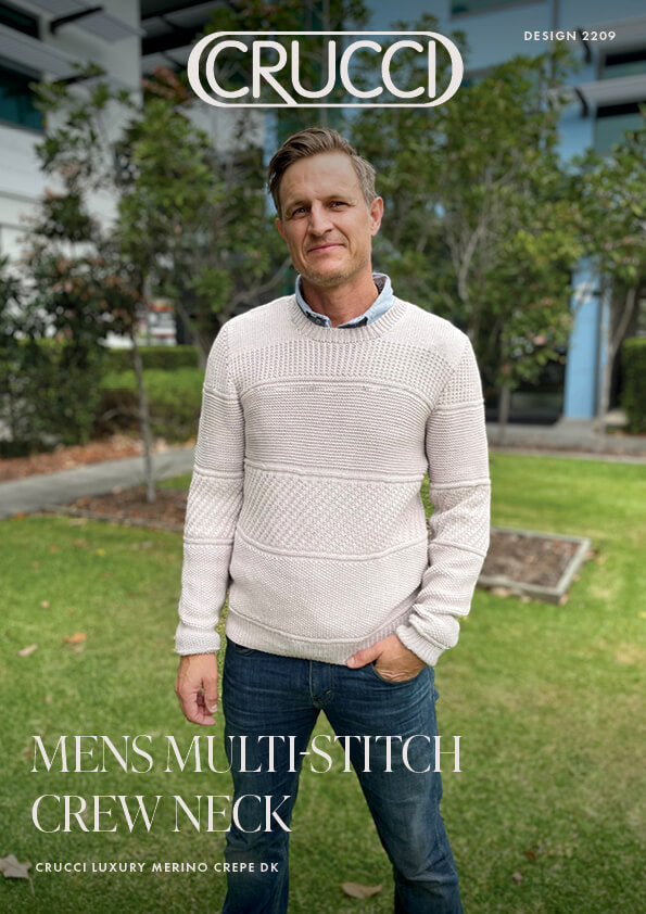 Crucci Knitting Pattern 2209 Men's Multi Stitch Sweater