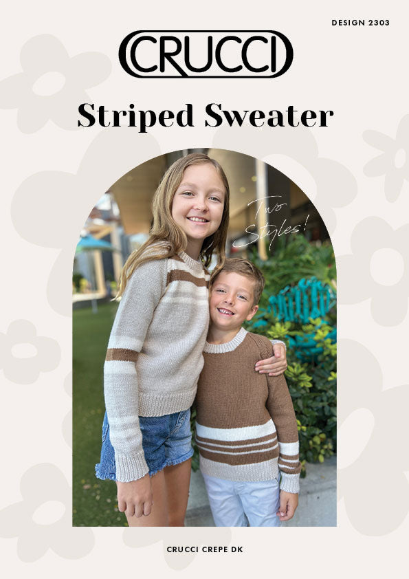 Crucci Knitting Pattern 2303 Child's Crepe DK Striped Sweaters