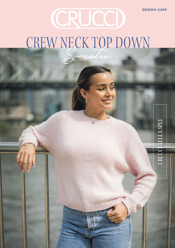 Crucci Knitting Pattern 2309 Crew Neck Top Down Sweater