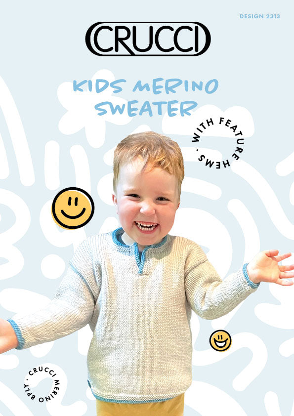 Crucci Knitting Pattern 2313 Child Sweater with Feature Hem
