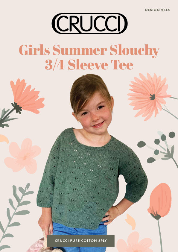 Crucci Knitting Pattern 2316 Girls Slouchy Tee