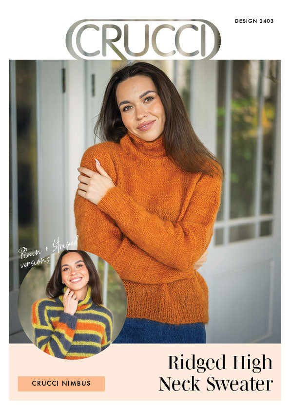 Crucci Knitting Pattern 2403 Ridged High Neck Sweater