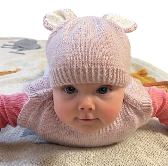 Crucci Knitting Pattern 2416 Baby Envelope Neck Top + Beanie