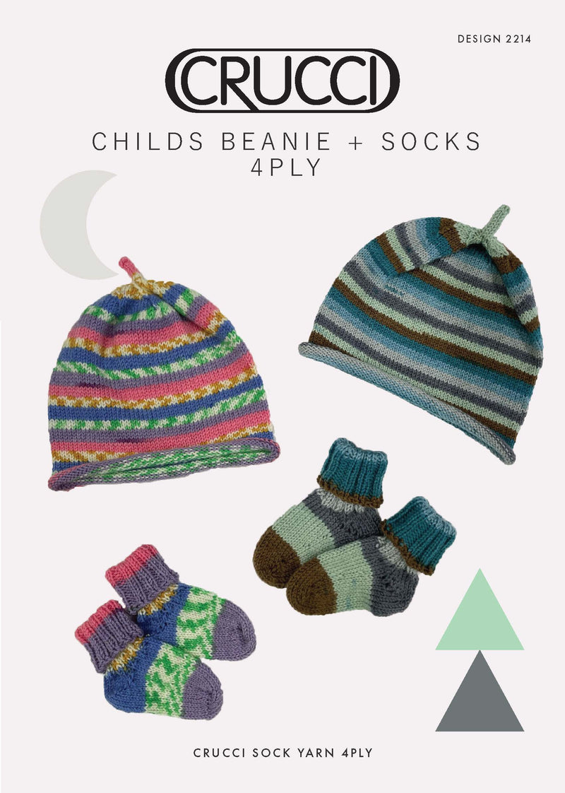 Crucci Knitting Pattern 2214 Childs Beanie + Socks