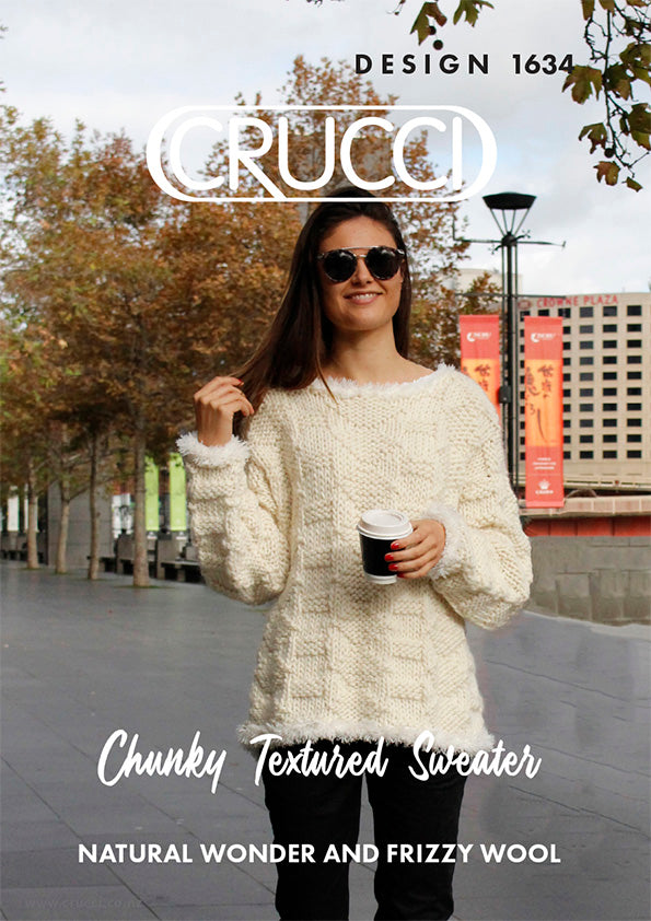 Women's chunky textured sweater knitting pattern 1634 by Crucci