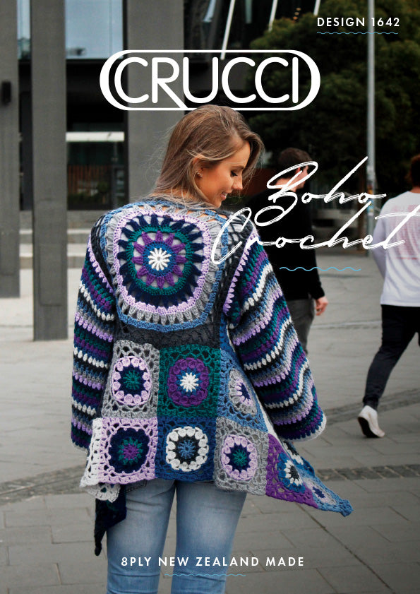 Crucci Knitting Pattern 1642 Women's Boho Crochet Jacket