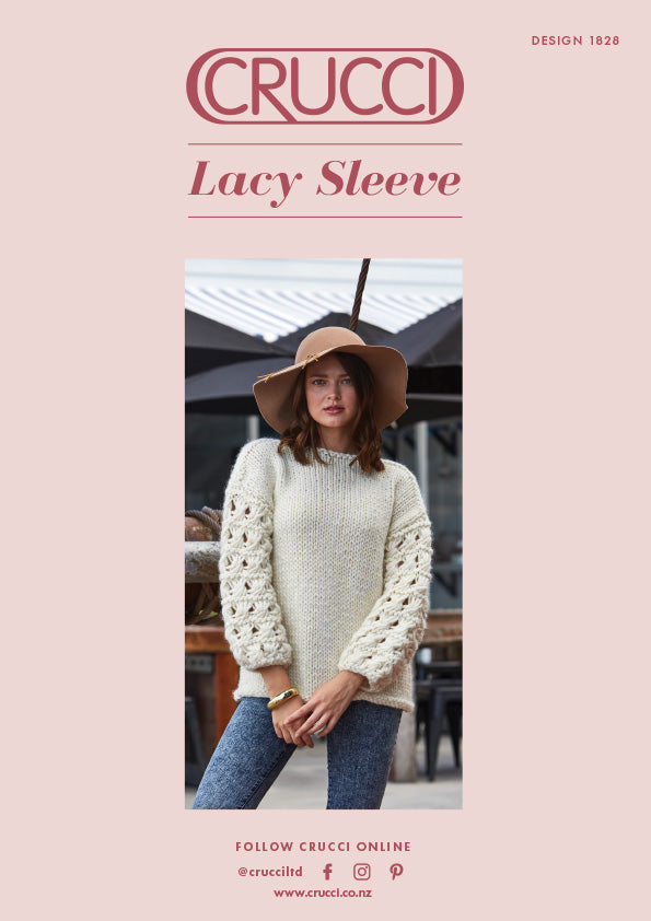 Crucci Knitting Pattern 1828 Lacy Sleeve Sweater