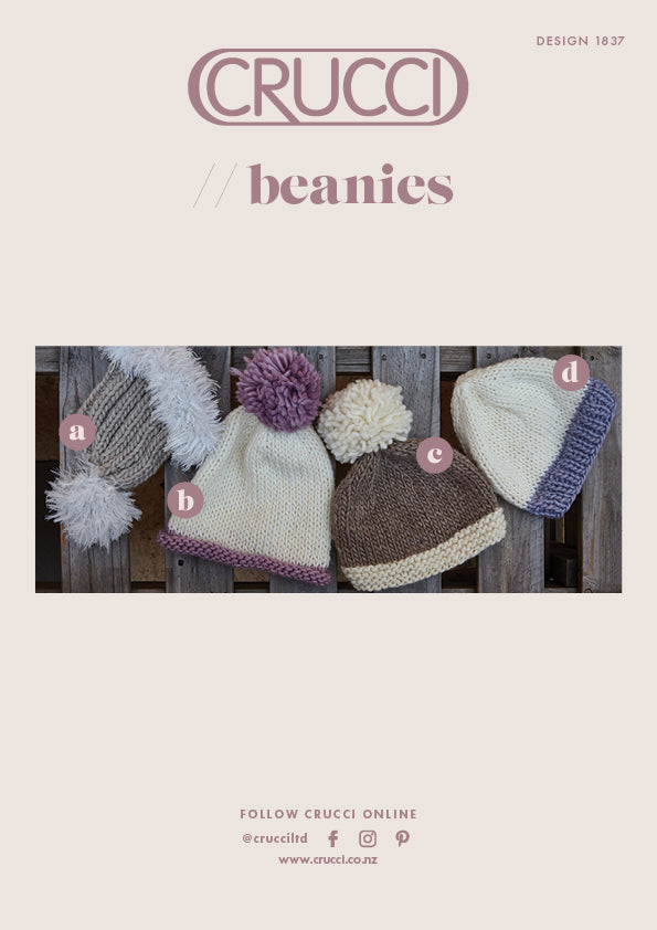 Crucci Knitting Pattern 1837 Beanies & Hats