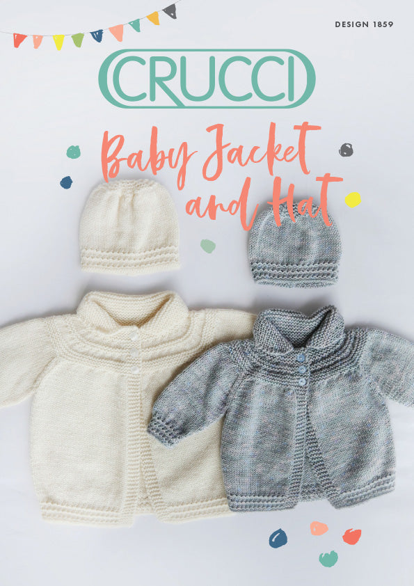 Crucci Knitting Pattern 1859 Baby Jacket & Hat