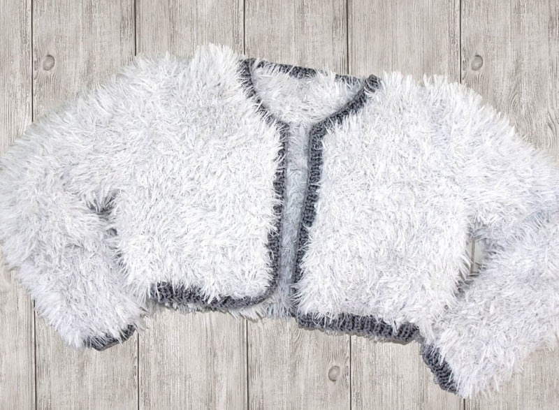 Knitting Pattern 1766 Cropped Furry Jacket - white