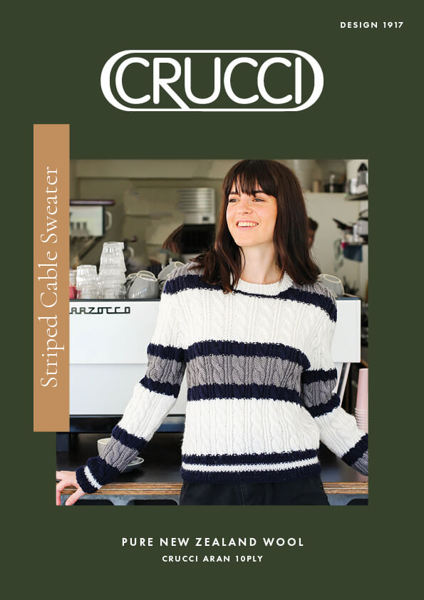 Crucci Knitting Pattern 1917 Women's Striped Cable Sweater
