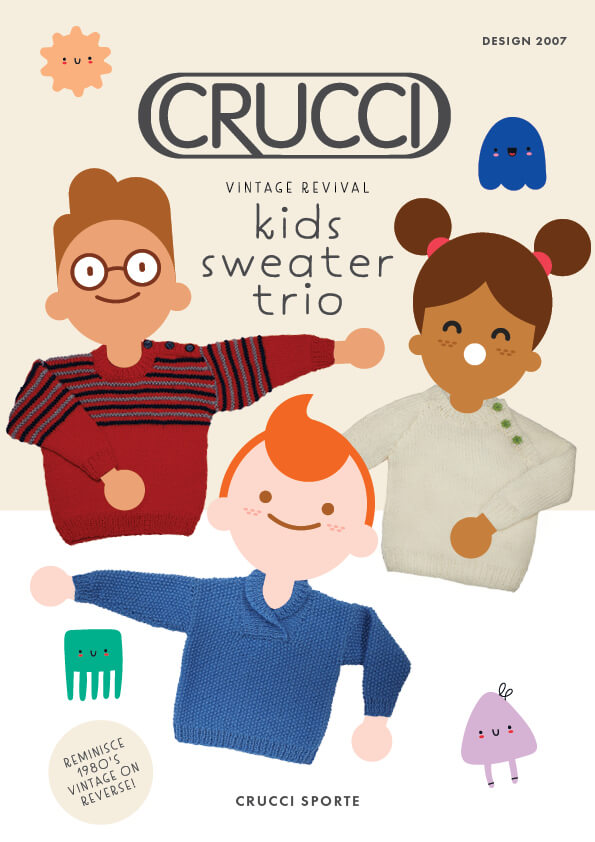 Crucci Knitting Pattern 2007 Kids Sweater Trio 