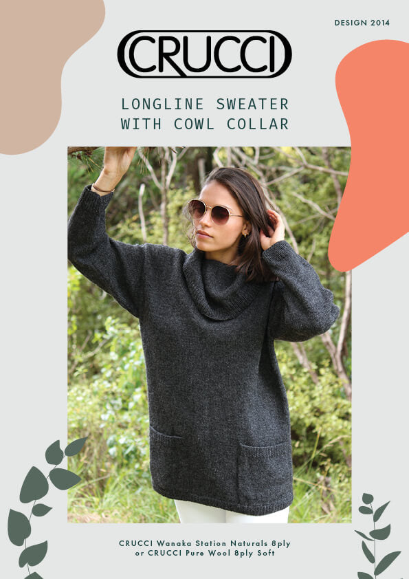 Crucci Knitting Pattern 2014 Longline Sweater With Cowl Collar