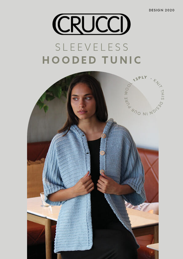 Crucci Knitting Pattern 2020 Sleeveless Hooded Tunic