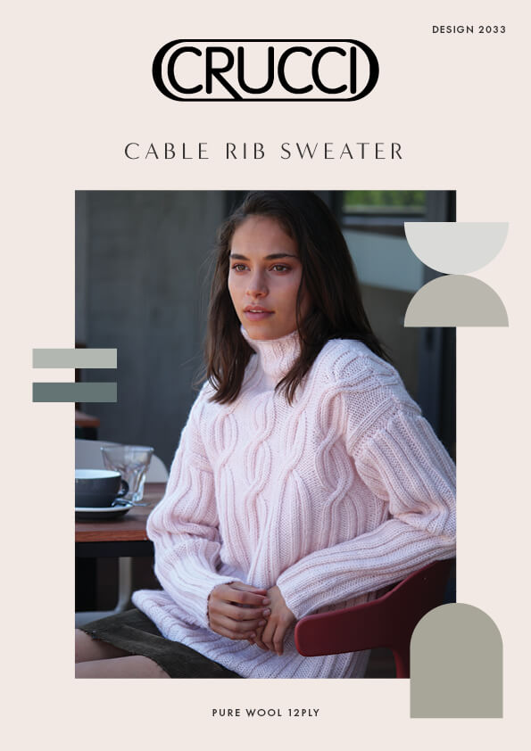 Crucci Knitting Pattern 2033 Cable Rib Sweater