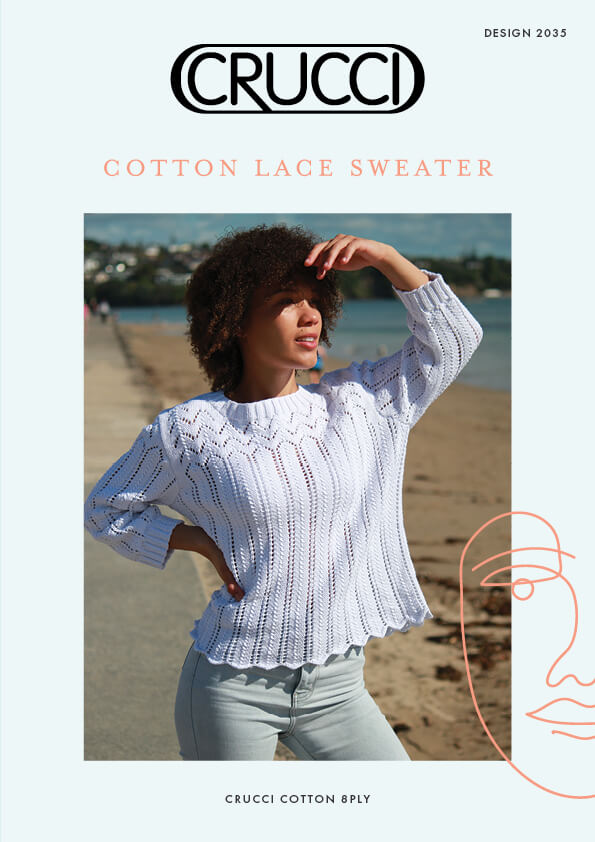 Crucci Knitting Pattern 2035 Cotton Lace Sweater