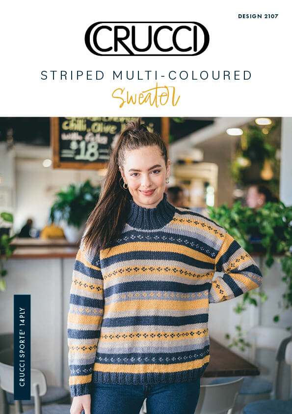 Crucci Knitting Pattern 2107 Striped Sweater