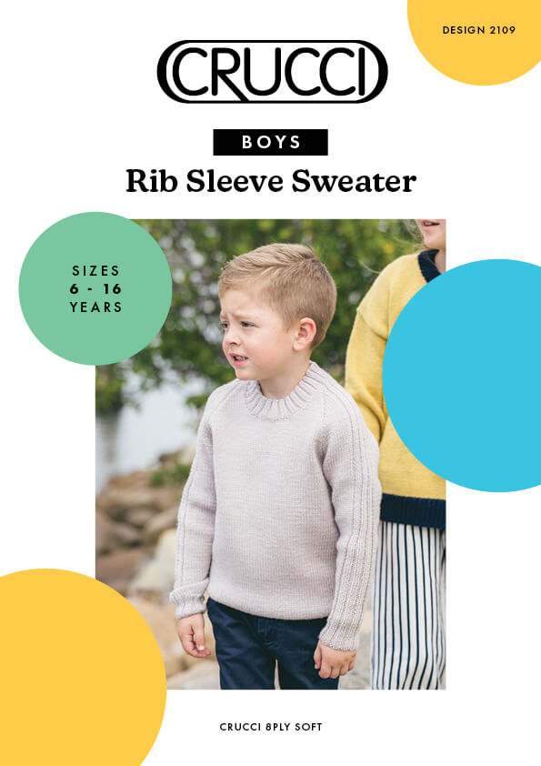 Crucci Knitting Pattern 2109 Boys Rib Sleeve Sweater