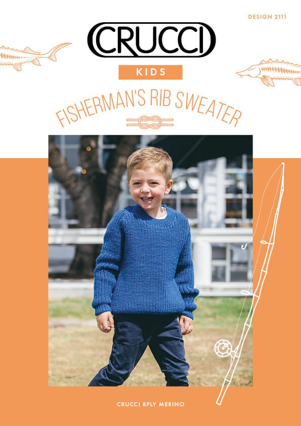 Crucci Knitting Pattern 2111 Kids Fisherman's Rib Sweater