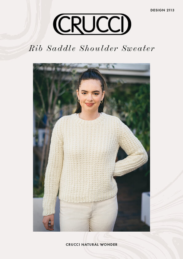 Crucci Knitting Pattern 2113 Rib Saddle Shoulder Sweater