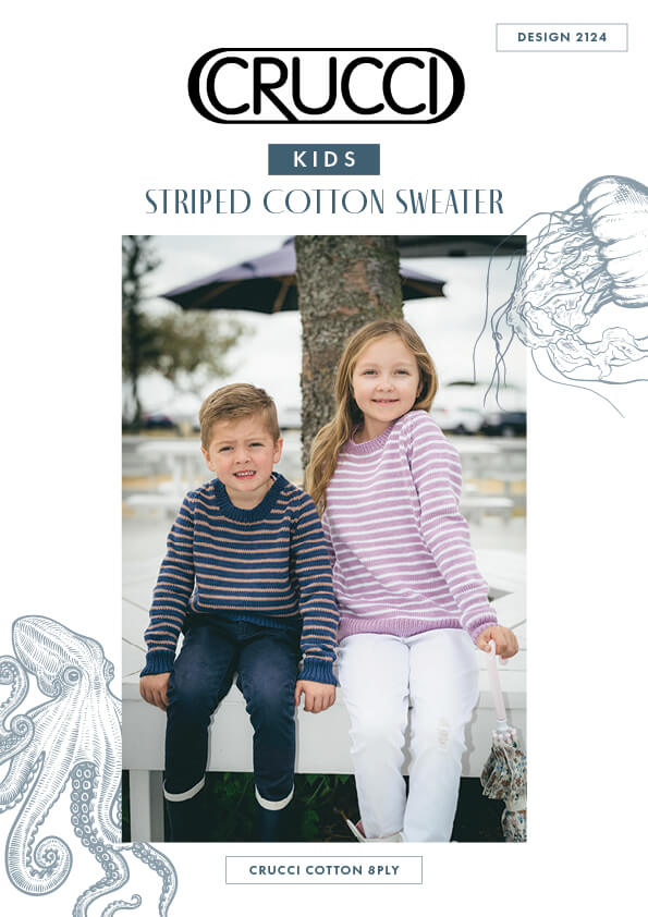 Crucci Knitting Pattern 2124 Kids Striped Cotton Sweater