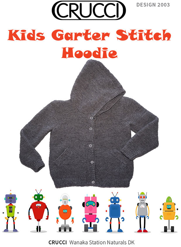 Crucci Knitting Pattern 2003 Kids Garter Stitch Hoodie PDF