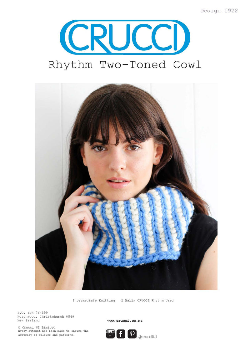Crucci Knitting Pattern 1922 Rhythm Two-Toned Cowl