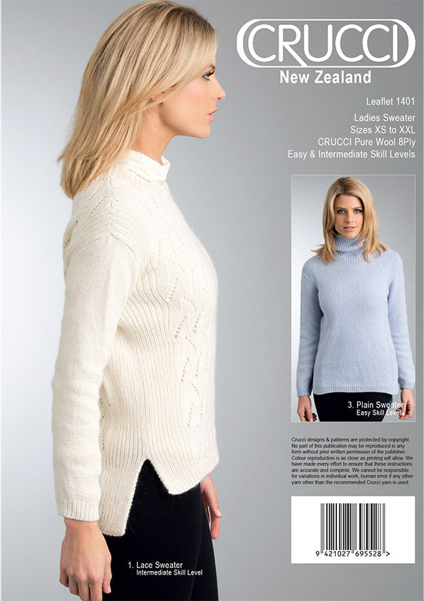 Crucci Pattern 1401 Ladies Sweater 8ply
