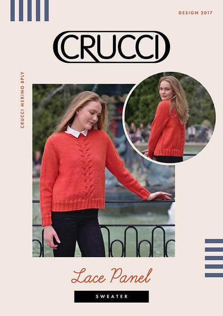 Crucci Knitting Pattern 2017 Lace Panel Sweater