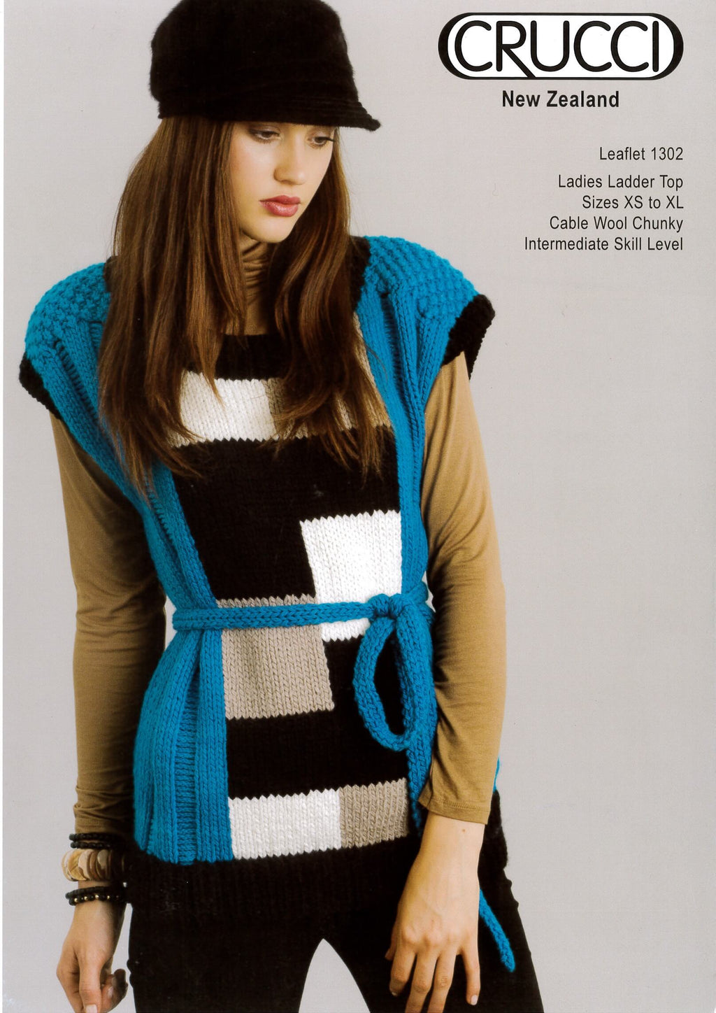 Crucci Knitting Pattern 1302 Cable Colour Block