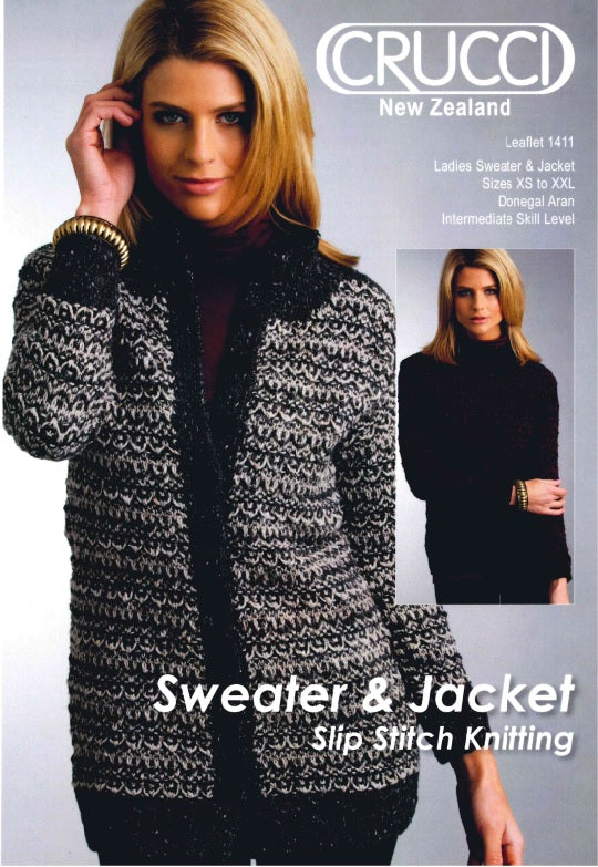 Crucci Ladies Sweater & Jacket Knitting Pattern 1411 Donegal