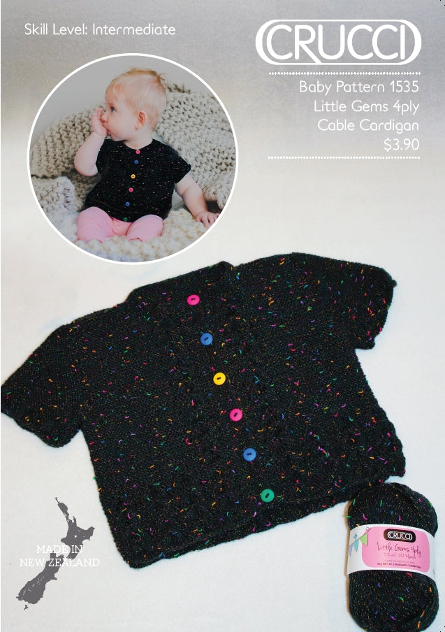 Crucci Pattern 1535 Little Gems Cable Cardigan